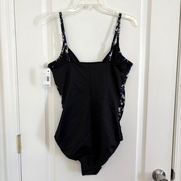 Magicsuit by Miraclesuit Louise Blueprint Swimsuit 1-PC Black & Blue Size 14 NEW - Picture 6 of 10
